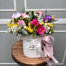 Ароматная коробочка с тюльпанами и фрезиями. 8 марта